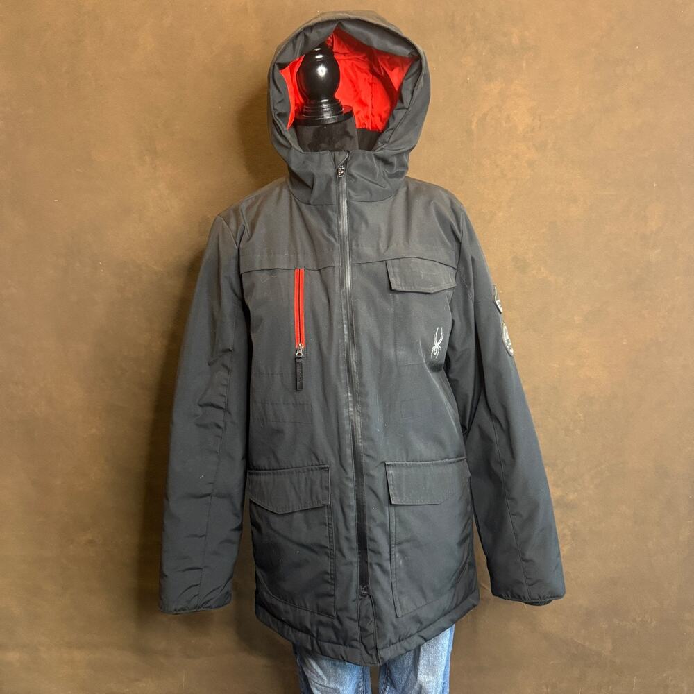 Spyder Men’s Black Expedition Summit Ski Jacket – Red Lining, Size S